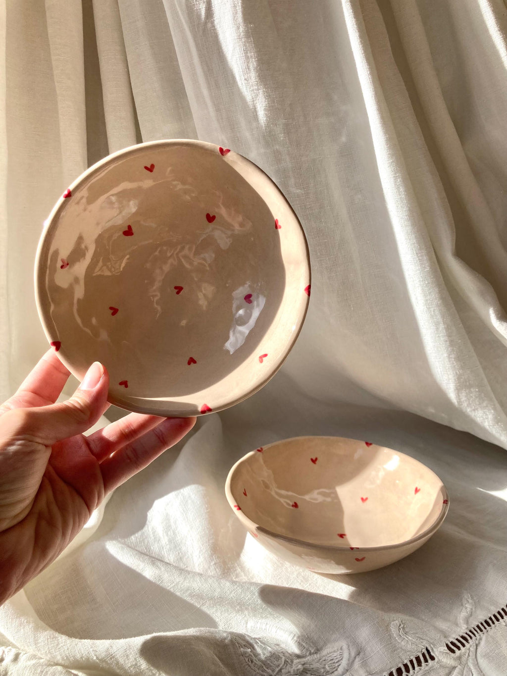 Bol céramique coeurs rouges
