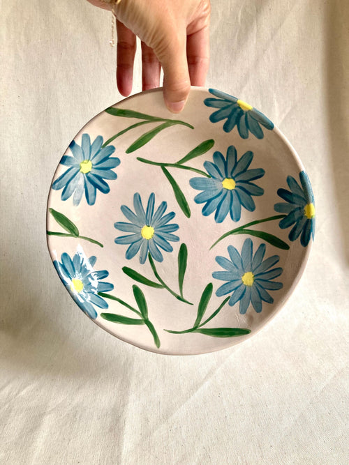 Assiette creuse céramique marguerites bleues