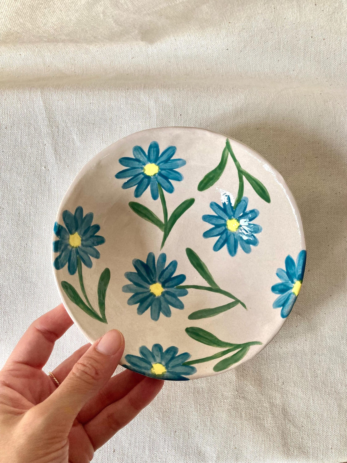 Bol céramique à marguerites bleues