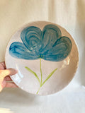 Assiette creuse céramique grande fleur bleue