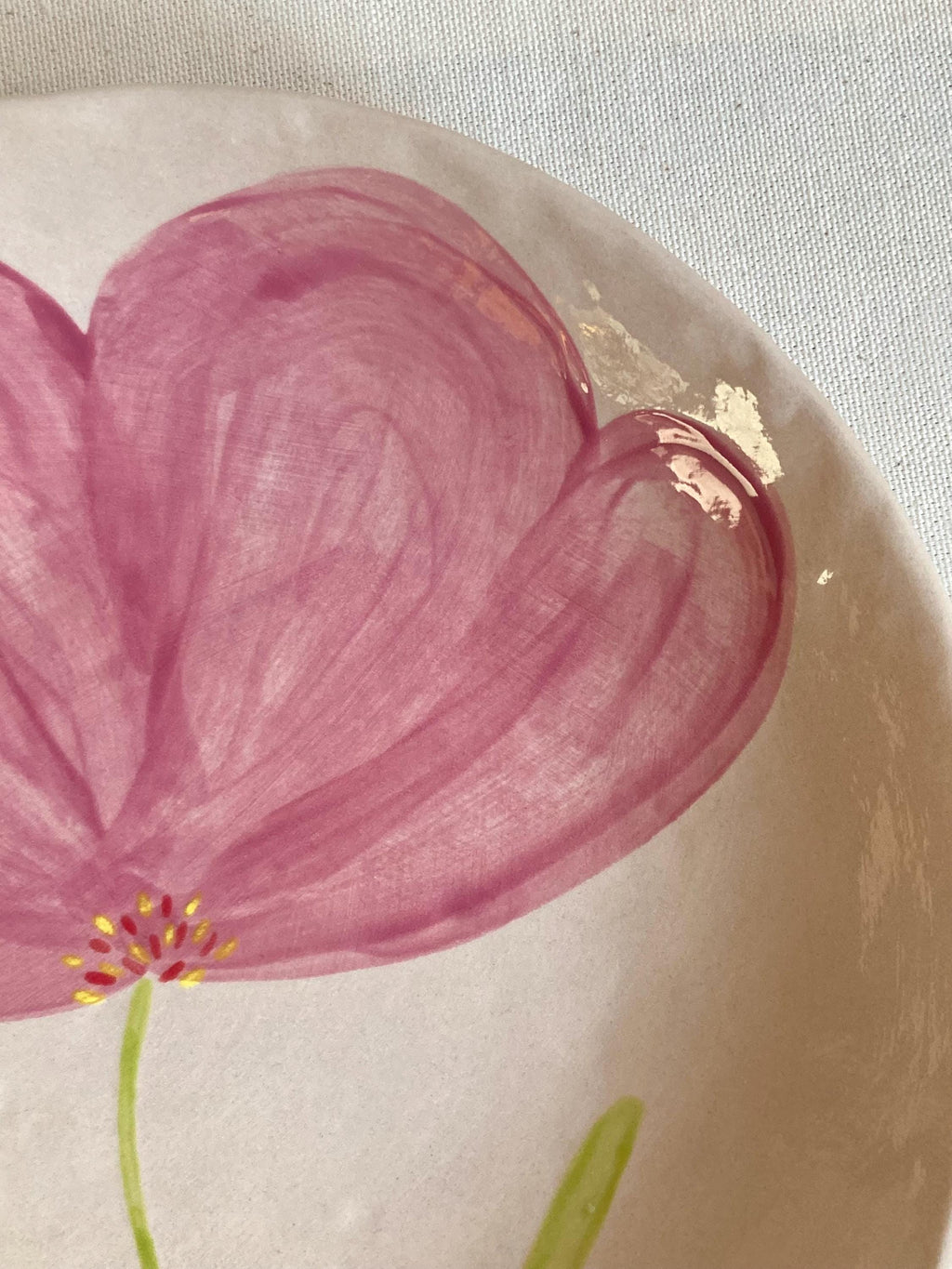 Assiette creuse céramique grande fleur rose