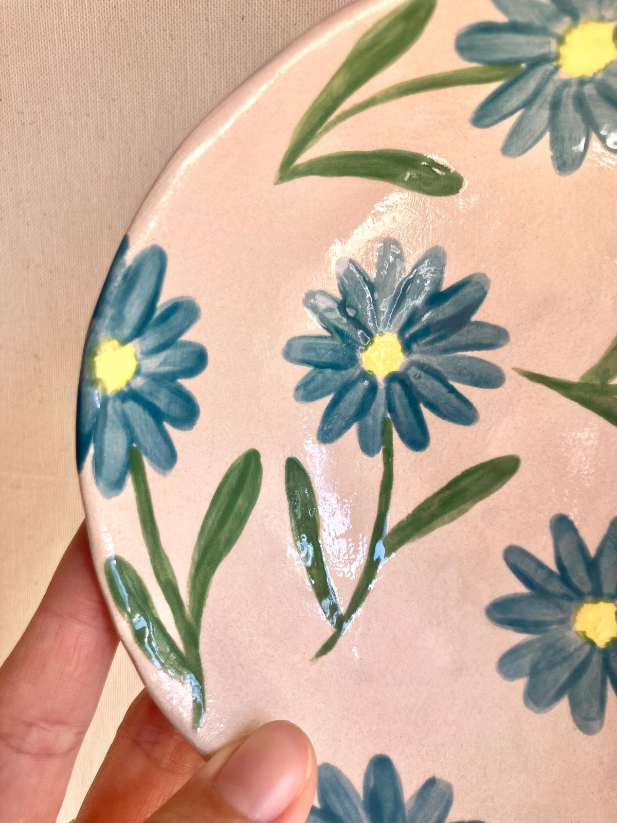 Bol céramique à marguerites bleues