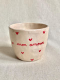 Tasse céramique personnalisée coeurs rouges