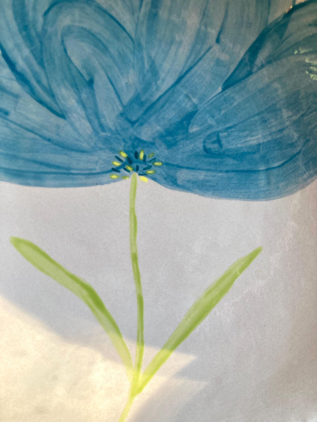 Assiette creuse céramique grande fleur bleue