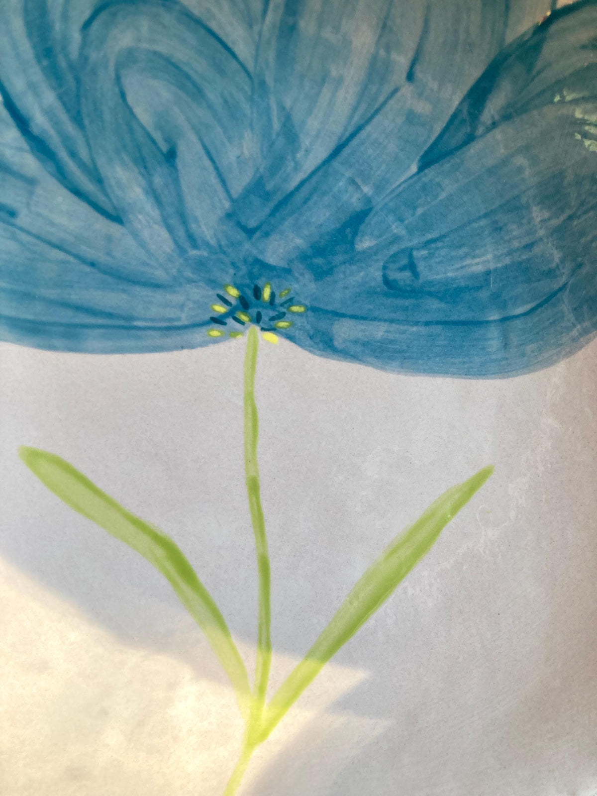 Assiette creuse céramique grande fleur bleue