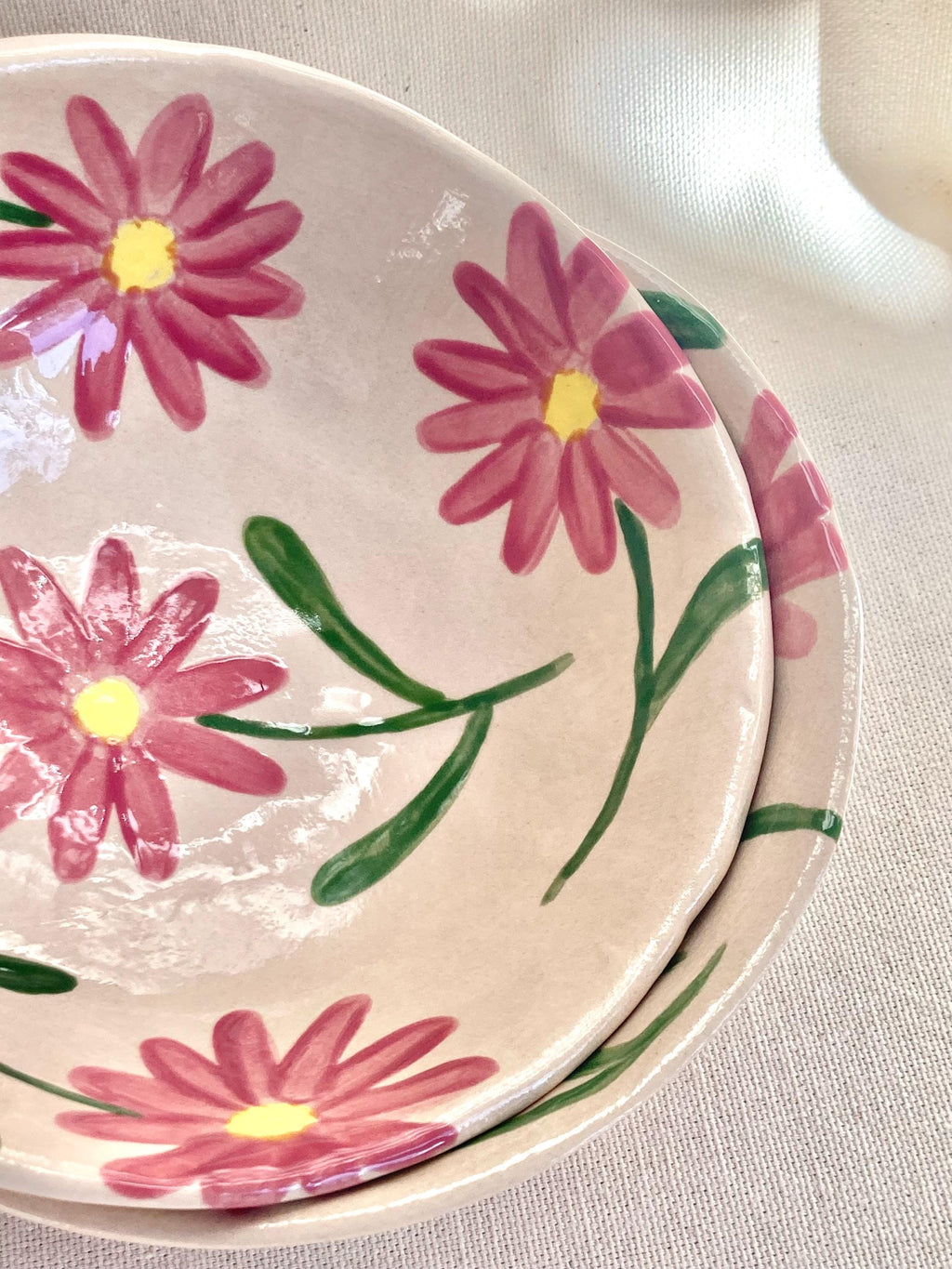 Bol céramique marguerites roses