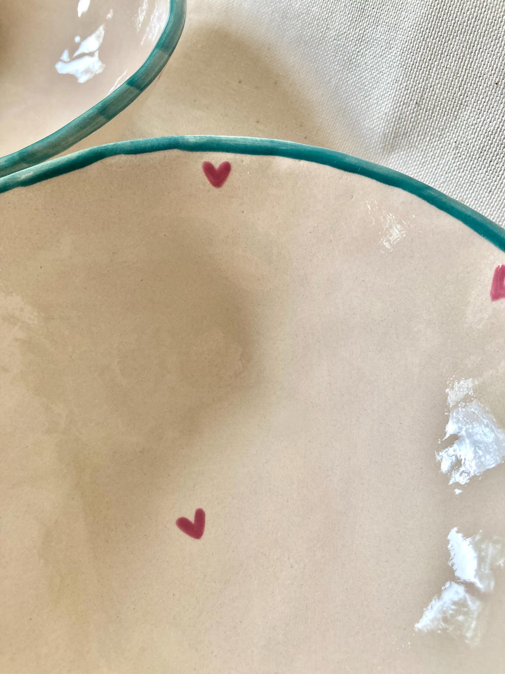 Bol céramique coeurs roses et liseré bleu