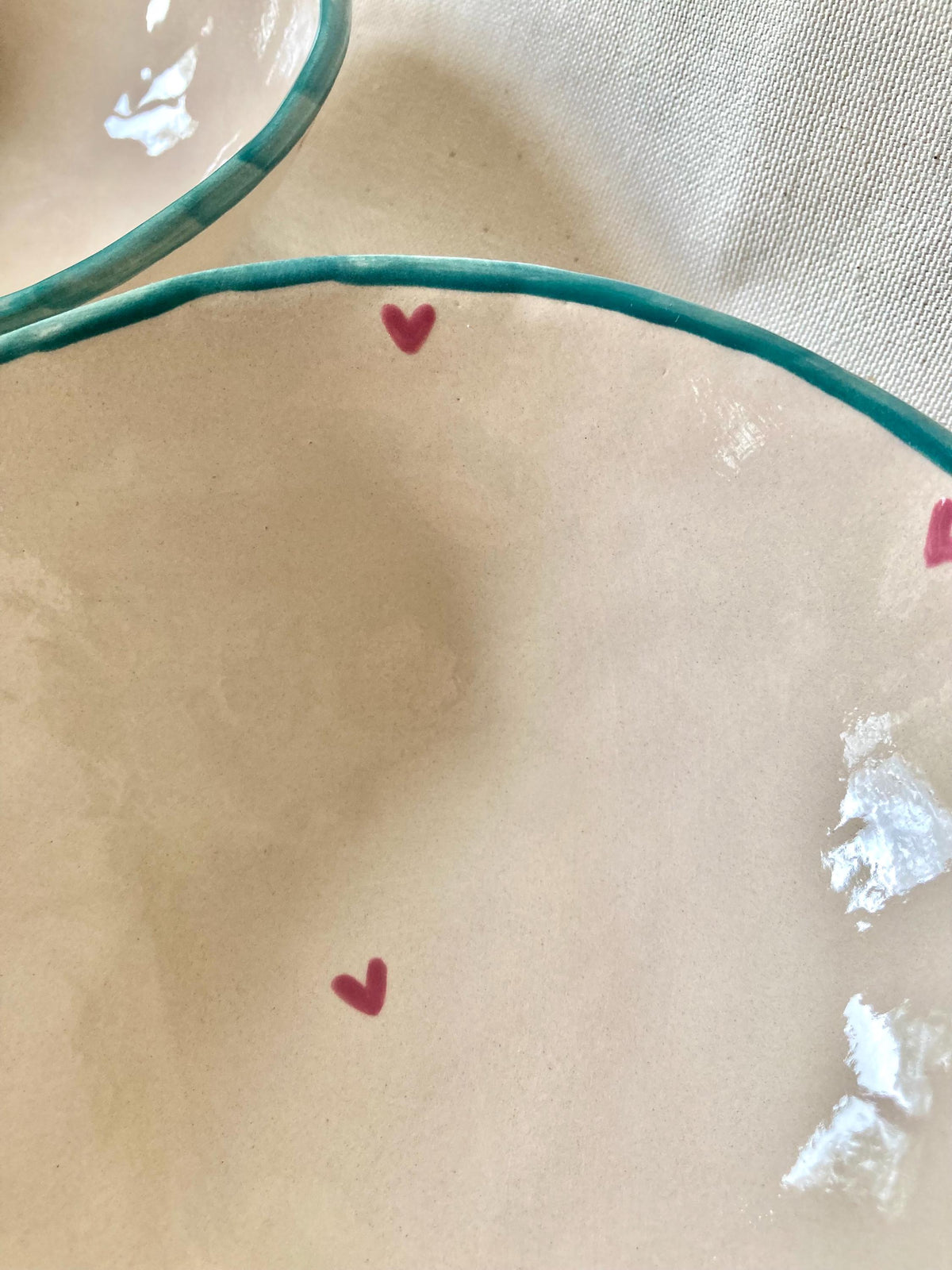 Bol céramique coeurs roses et liseré bleu