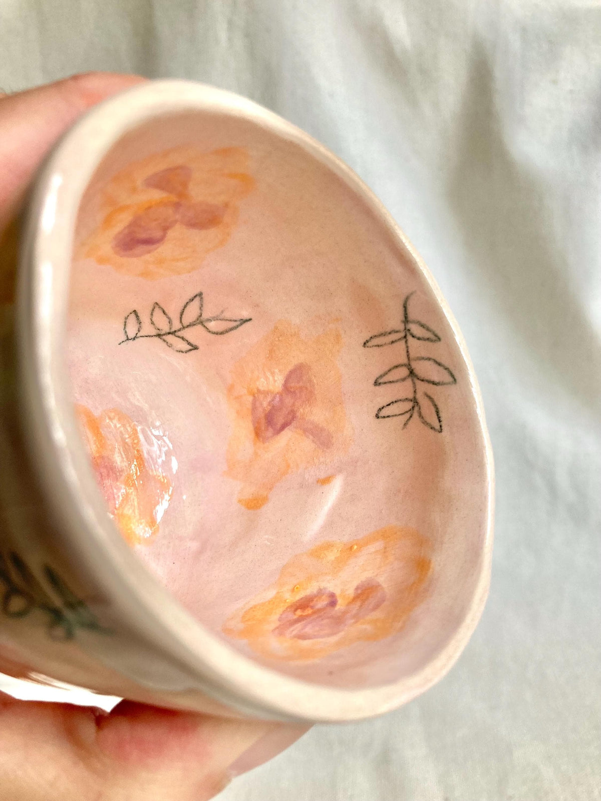 tasse céramique illustrée feuilles et couleurs