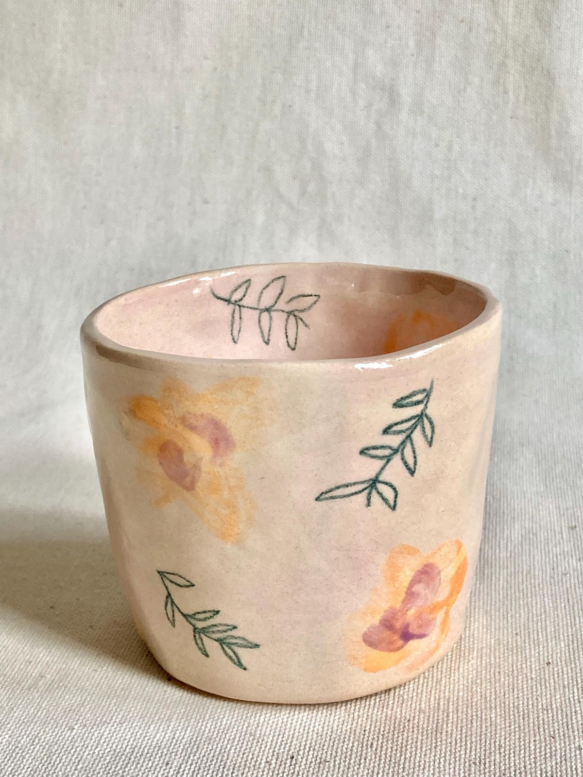 tasse céramique illustrée feuilles et couleurs