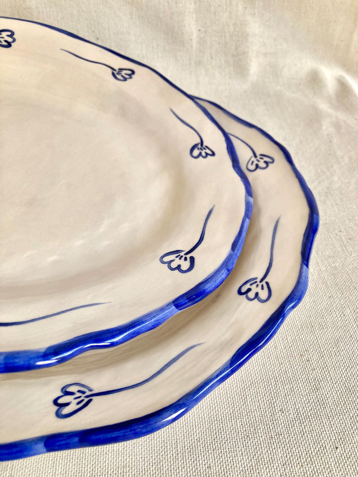 Assiette céramique campagne fleurs bleues
