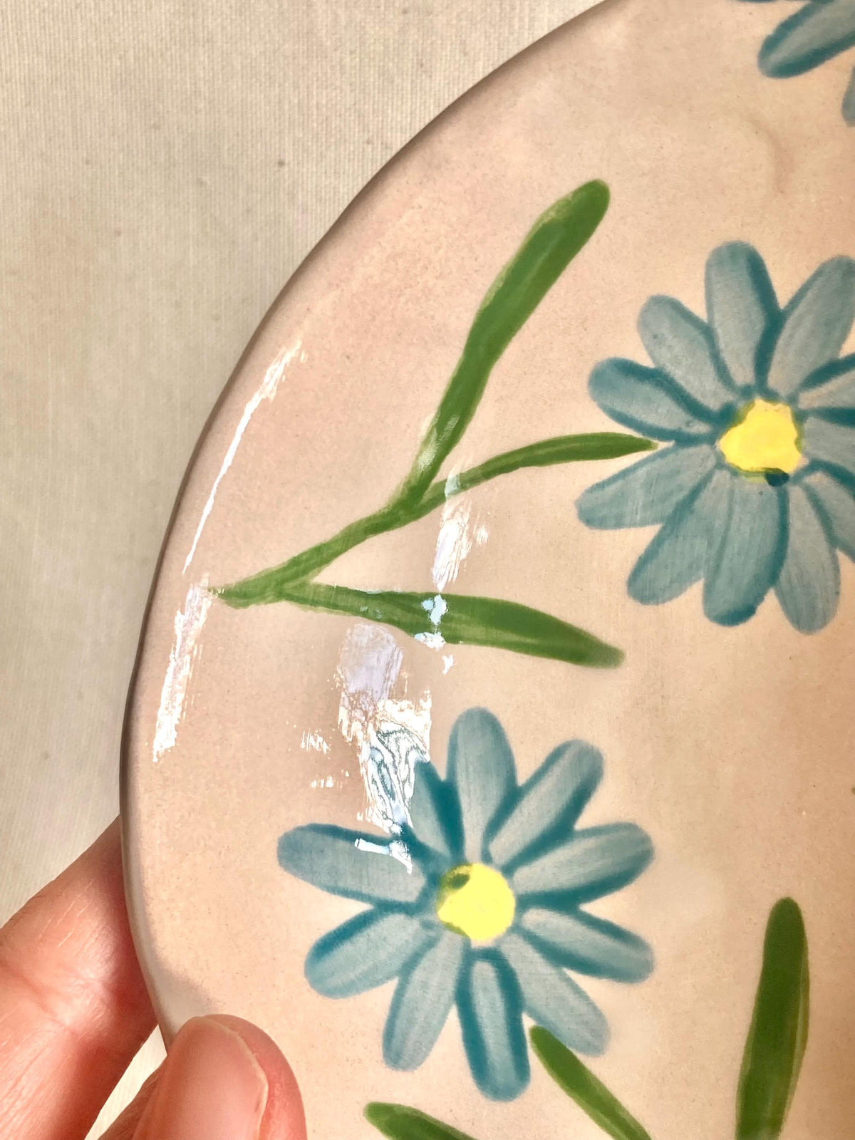 Bol céramique à marguerites bleu clair