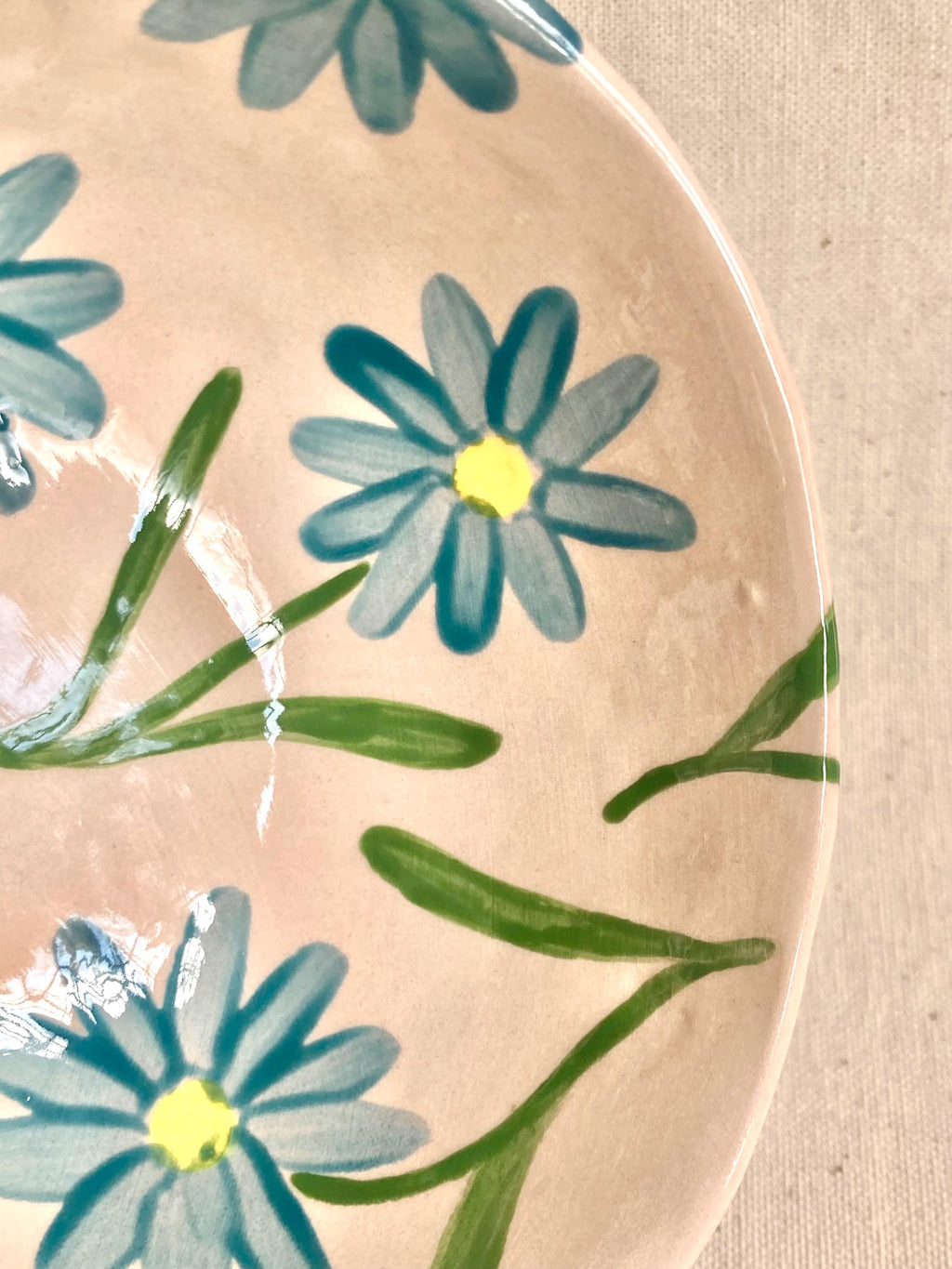 Bol céramique à marguerites bleu clair
