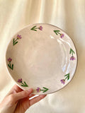 Assiette creuse céramique couronne de tulipes violettes