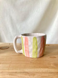 Mug céramique rayures vertes et roses