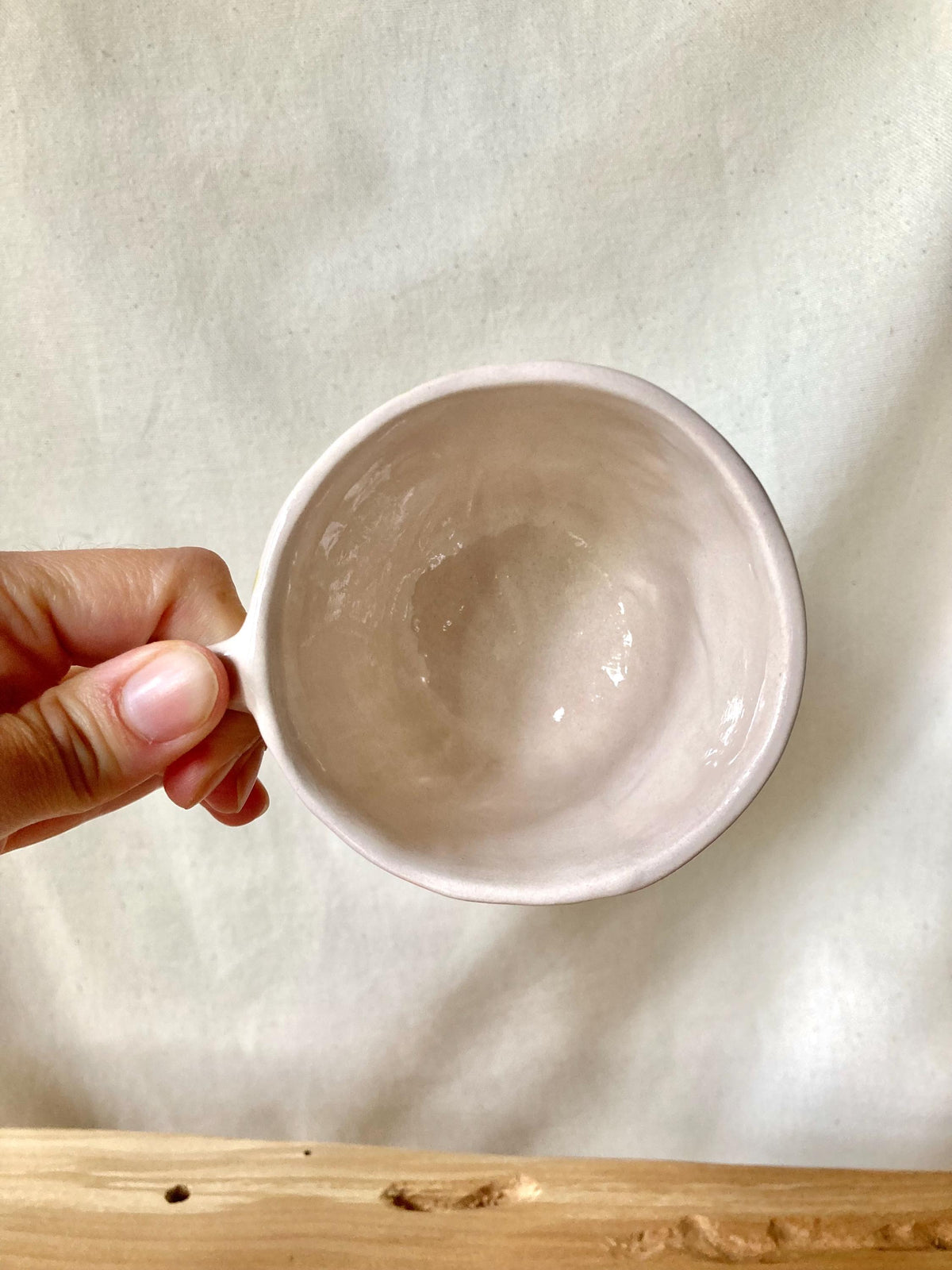 Mug céramique rayures vertes et roses