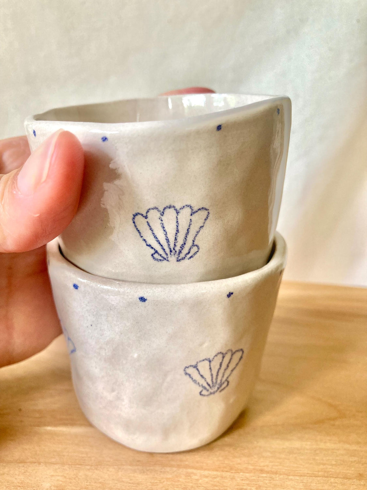 Tasse céramique coquillages bleus