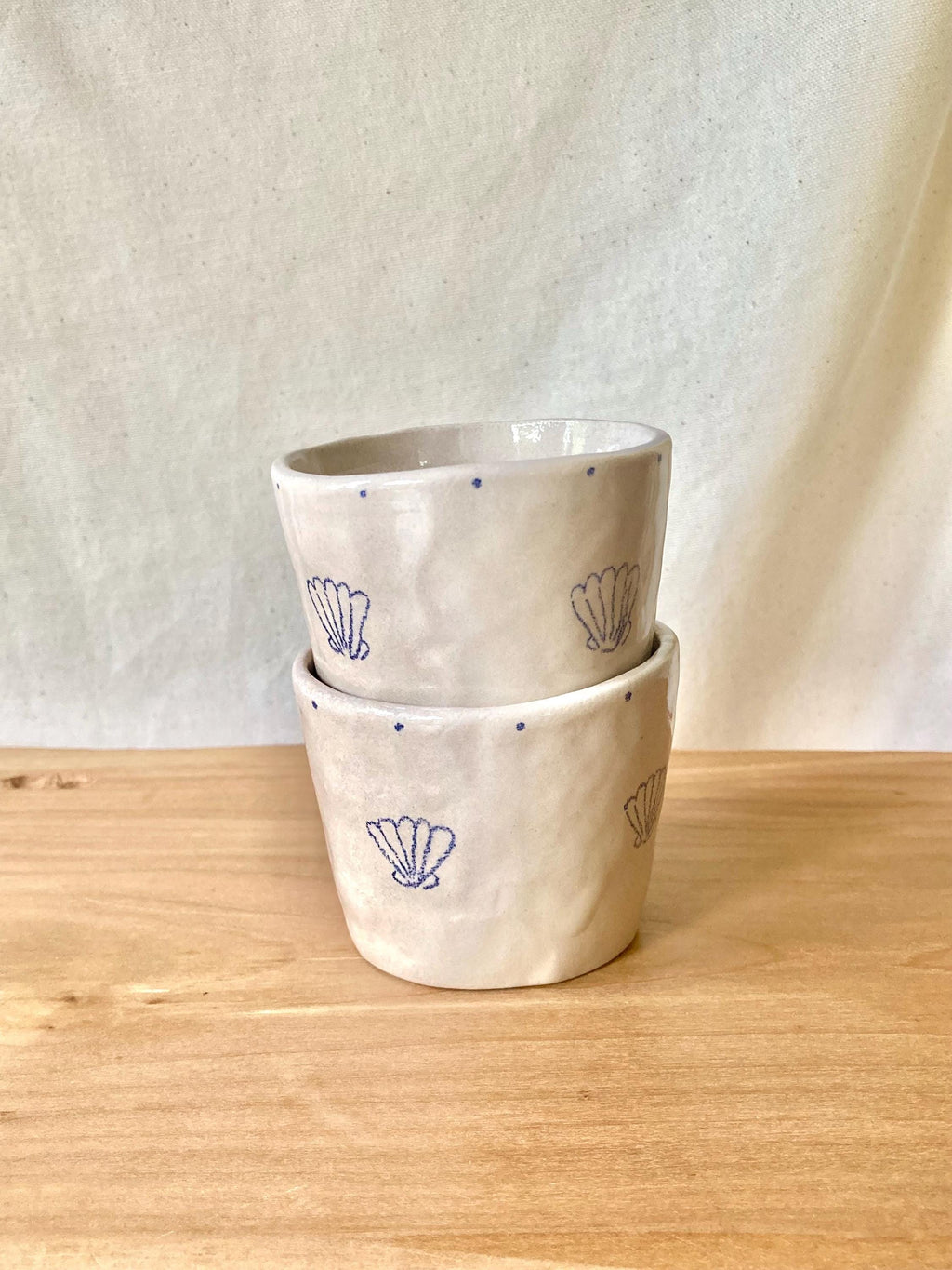 Tasse céramique coquillages bleus