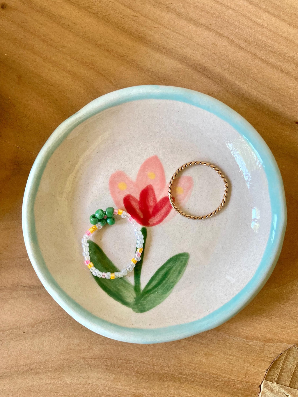 Mini coupelle à bijoux céramique fleurs