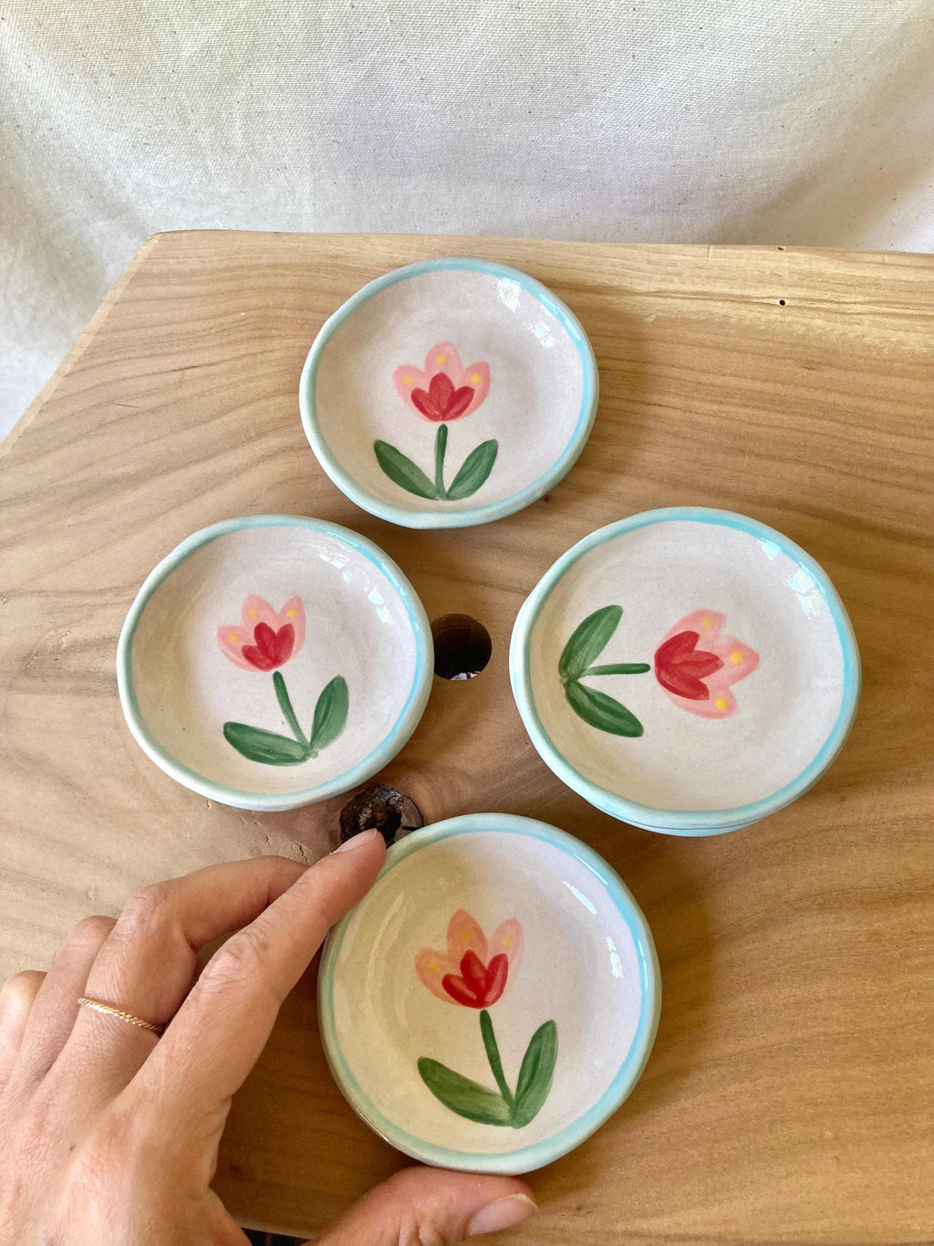 Mini coupelle à bijoux céramique fleurs