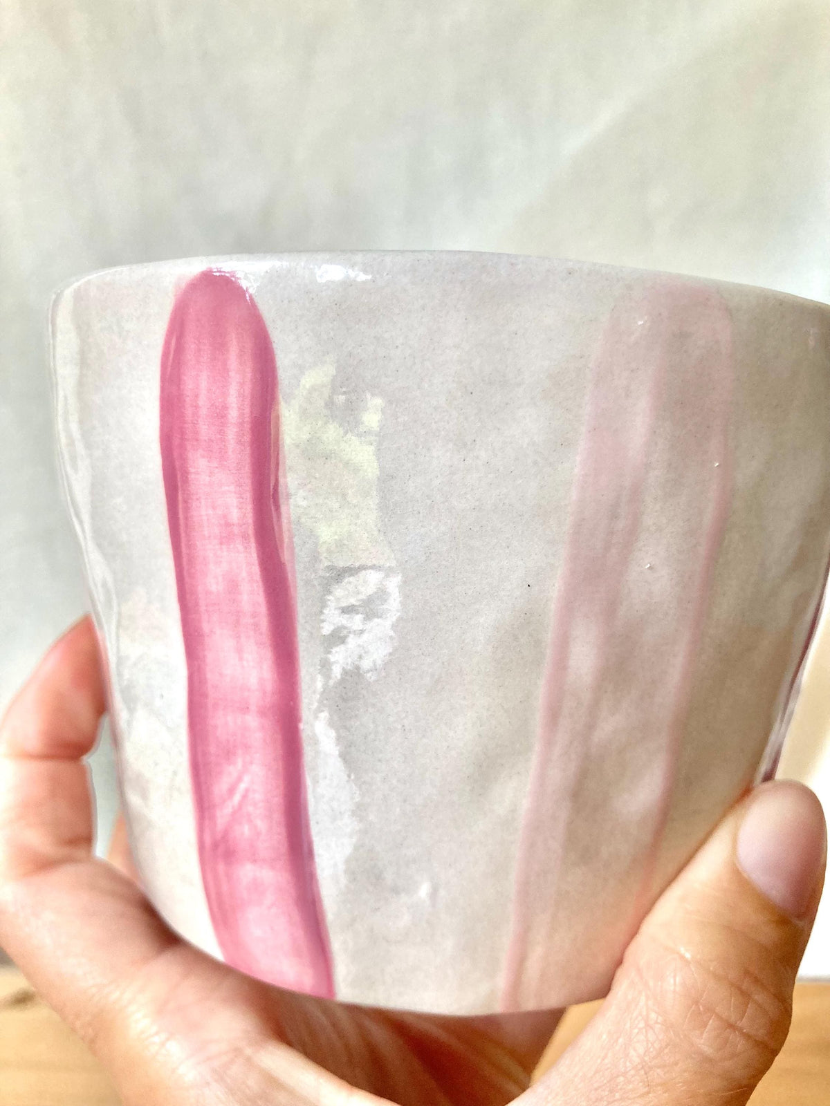 Mug céramique grosses rayures roses