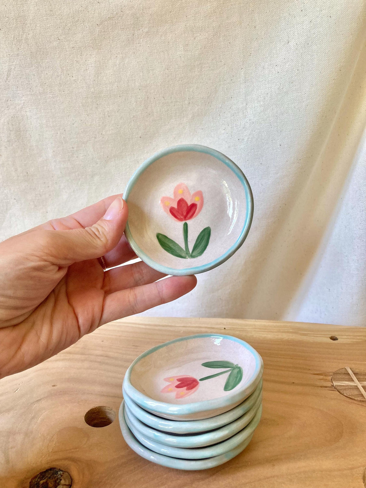 Mini coupelle à bijoux céramique fleurs