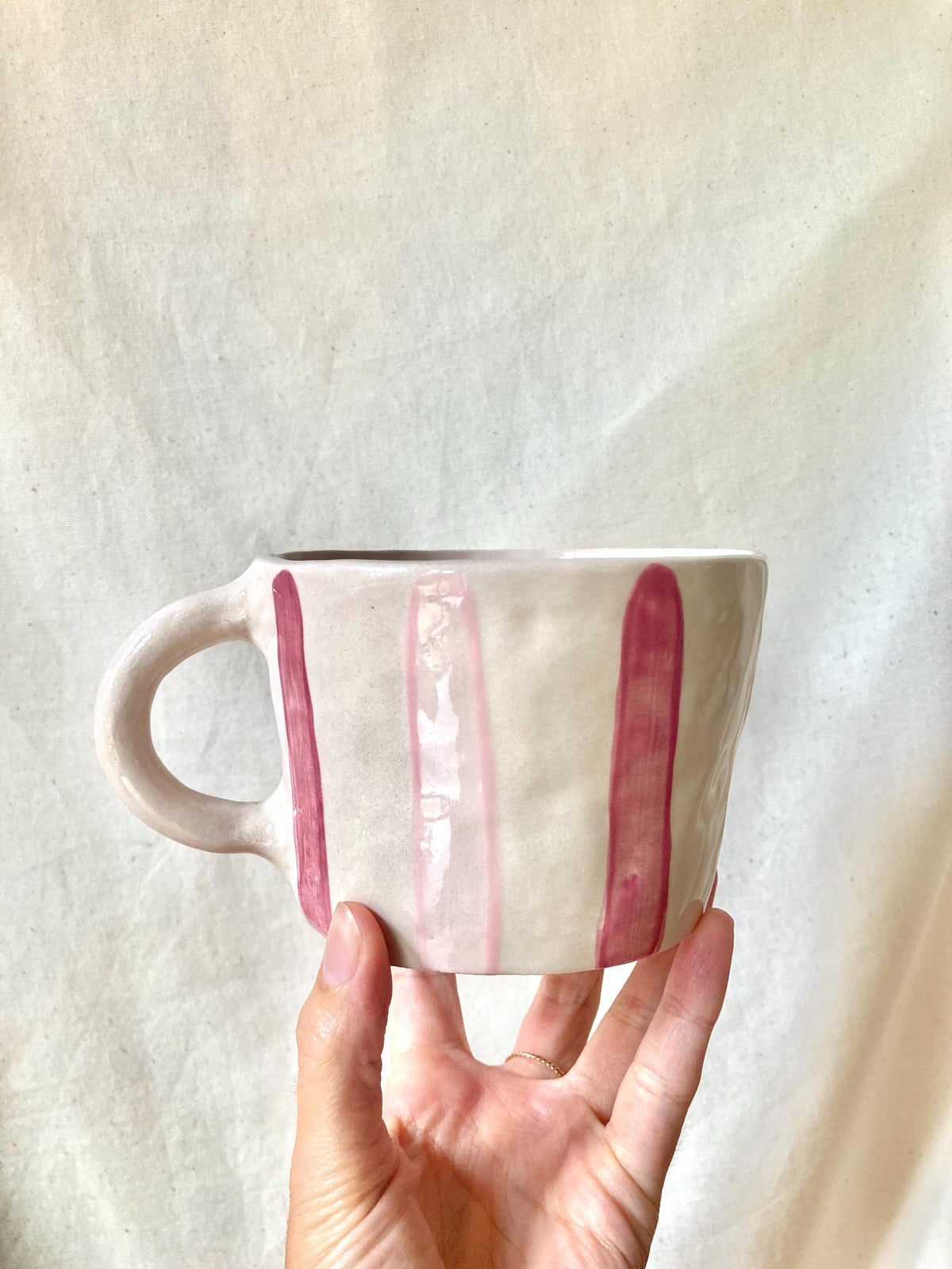 Mug céramique grosses rayures roses