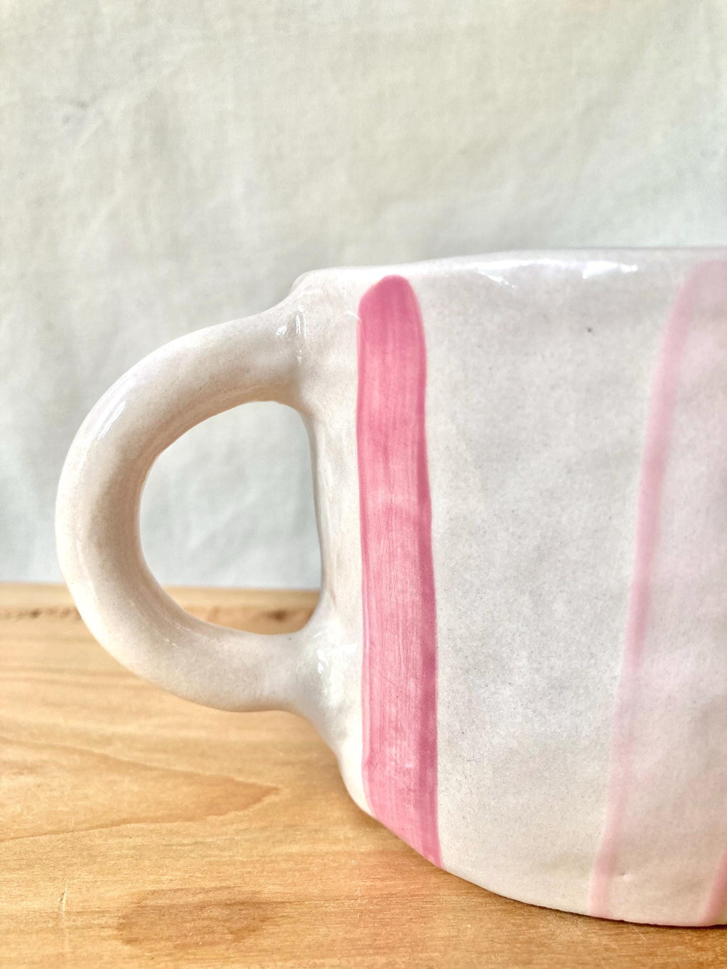 Mug céramique grosses rayures roses