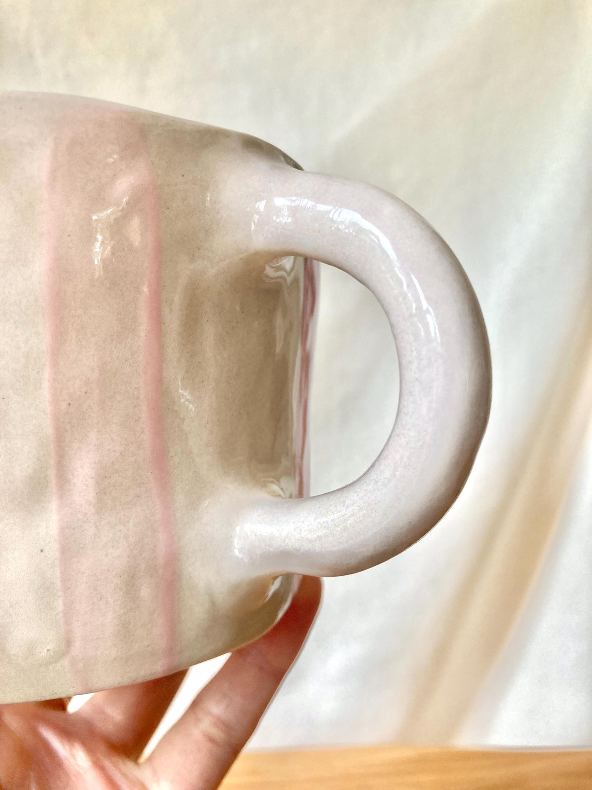 Mug céramique grosses rayures roses