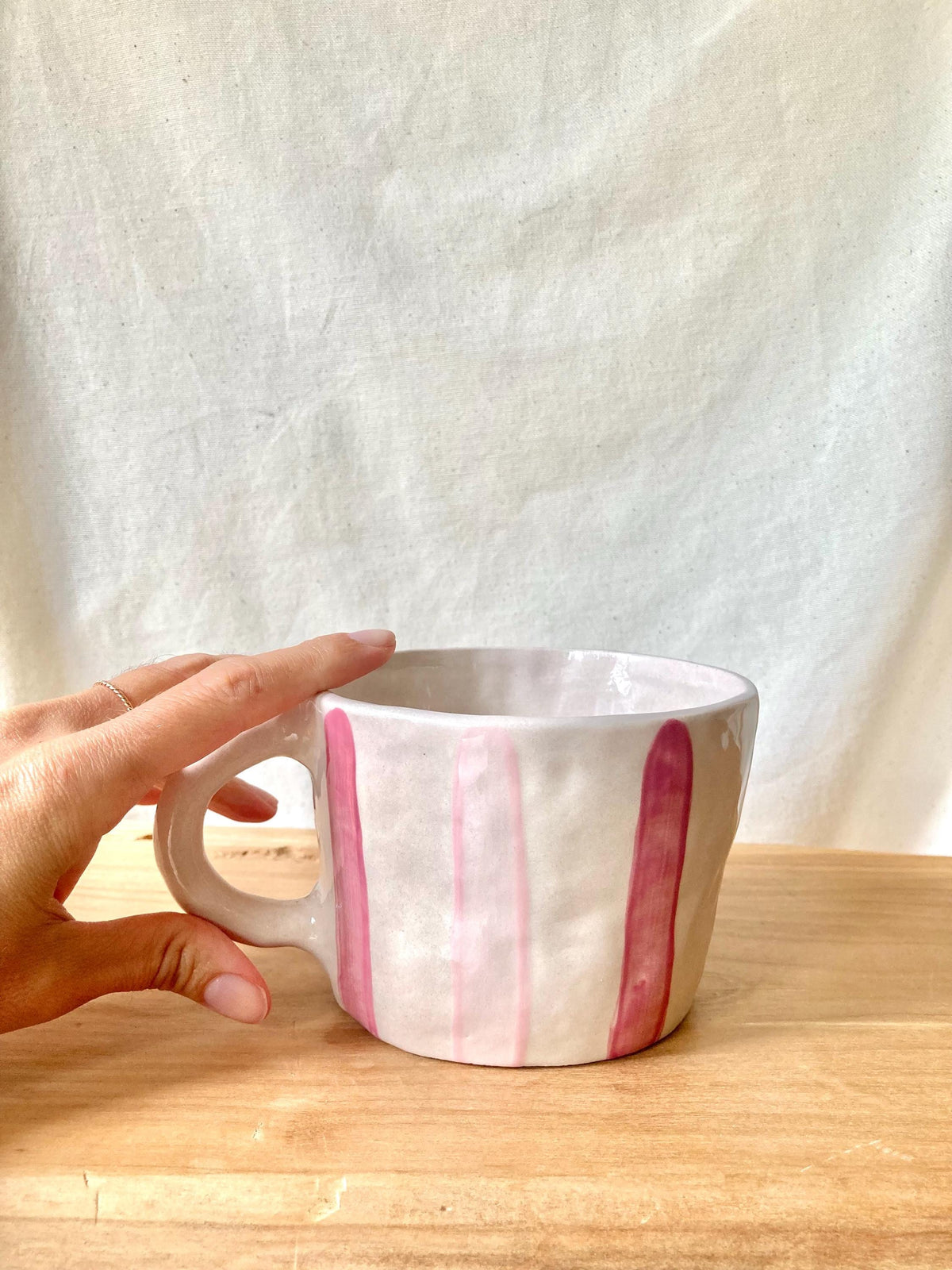 Mug céramique grosses rayures roses