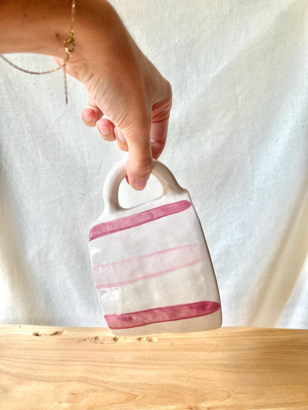 Mug céramique grosses rayures roses