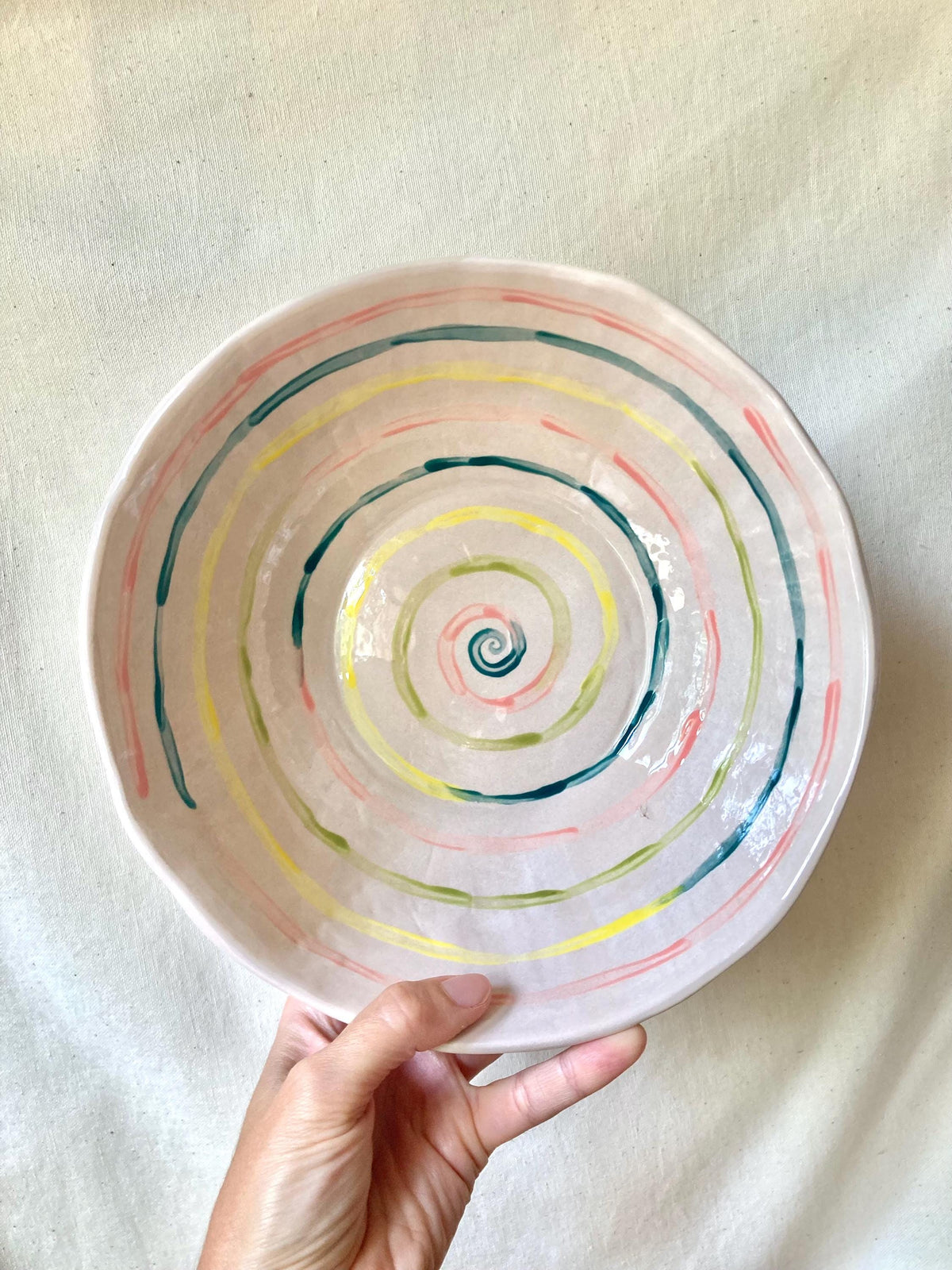Saladier céramique spirale couleurs pastels